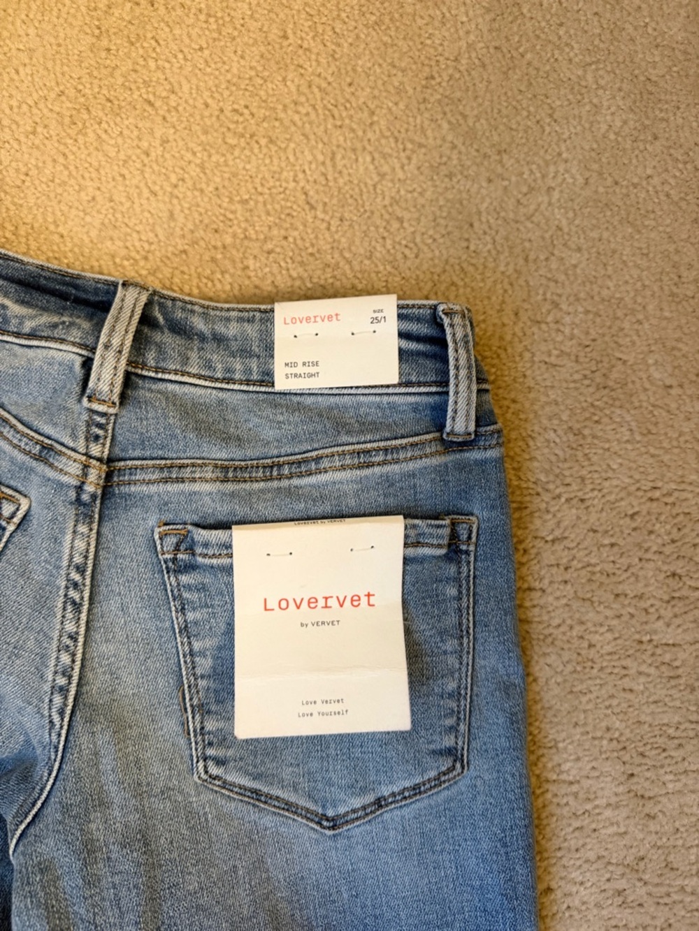 Mid Rise Straight Leg Jeans - Light Blue